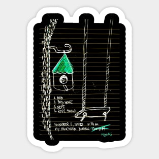 Birdhouse Rope Swing Doodle White Sticker